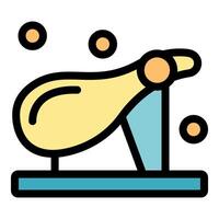Spanish jamon serrano ham leg resting on a jamonero stand vector
