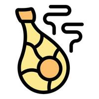 Genie lamp releasing magical smoke, wish granting fantasy icon vector