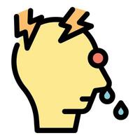 Sick person suffering from runny nose and headache vector