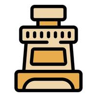 Ink bottle with lid resting on table, ready for calligraphy or drawing vector