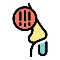 Runny nose showing symptoms of a cold or flu with mucus vector