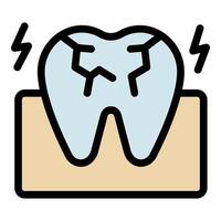 Cracked tooth showing sensitivity causing pain and discomfort vector