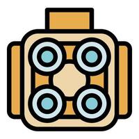 Retro photo camera capturing memories with four lenses vector