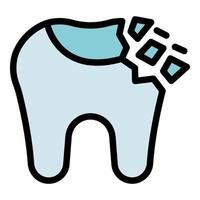 Broken tooth showing enamel and dentin layers suffering from damage vector