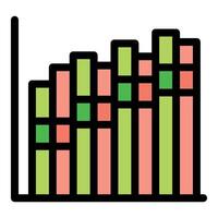 Colorful bar graph showing growth and progress over time vector