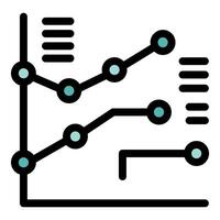 Line graph showing growth and decline trends with data points and axis vector