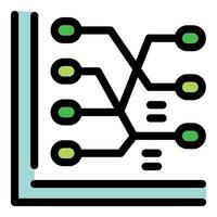 Algorithm flowchart depicting complex data processing and analysis vector