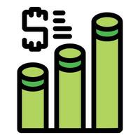 Growing green bar graph showing increasing profit with dollar sign icon vector