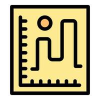 Statistical analysis showing fluctuating graph on a board with measurement scale vector