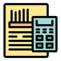Calculating financial report with electronic calculator icon vector