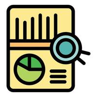Auditing business data report with magnifying glass, analysis and optimization vector