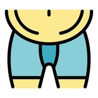 Cycling shorts protecting groin while riding bicycle for safety vector