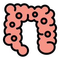 Diverticulitis affecting the large intestine shown in colorful medical illustration vector