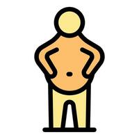 Obese person standing with hands on hips, depicting overweight issues vector