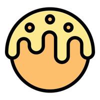 Round donut with dripping yellow glaze and sprinkles, vector