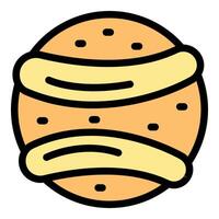 Round burger bun wrapping around beef patty with sesame seeds and cheese vector