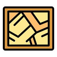 Modern abstract painting hanging on wall, showing geometric shapes and lines vector