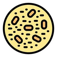 Petri dish with growing bacteria colonies under microscope vector