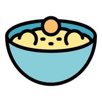 Bowl containing delicious hummus with chickpea and spices vector