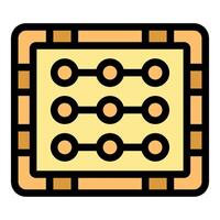 Wooden abacus showing three rows of beads connected by rods for calculation vector