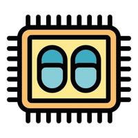 Dual core cpu performing complex calculations, modern microchip technology vector