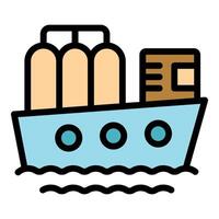Cargo ship carrying containers across the ocean vector