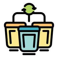 Recycling bins separating different waste materials for reuse vector