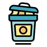 Open instant noodle cup with chopsticks and lid vector