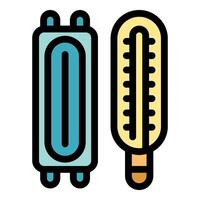 Temperature measuring tools, comparing electronic and mercury thermometers vector