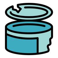 Open tin can with broken lid revealing contents vector