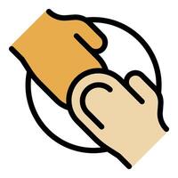 Two hands holding each other in a circle of trust and support vector