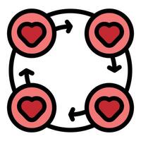 Hearts exchanging love in a continuous cycle vector