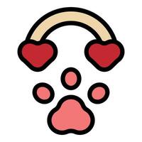 Paw print with two hearts and a bow creating a pet love symbol vector