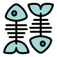 Two fish skeletons symbolizing seafood waste and overfishing issues vector