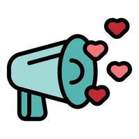 Megaphone spreading love and positivity through public announcement vector
