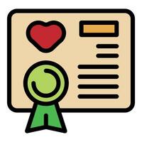 Marriage certificate representing love and commitment symbolized by heart and seal icon vector