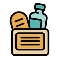 Lunchbox containing sandwich, bottle and note vector