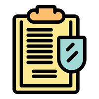 Clipboard with checked list and shield icon symbolizing secure data protection vector
