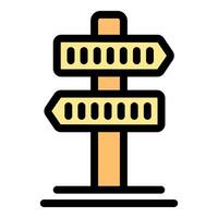 Wooden signpost showing different directions with braille code vector