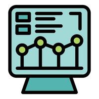 Computer monitor displaying growing chart and data analysis vector
