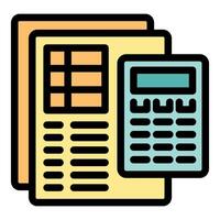 Accountant calculating taxes with electronic calculator and documents vector