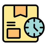 Cardboard box with clock expressing fast delivery time vector