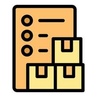 Inventory management system tracking packages with checklist icon vector
