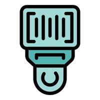 Barcode scanner reading a product code with laser technology vector