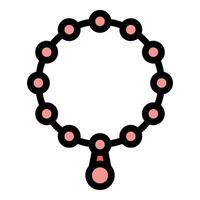 Pink beaded rosary with cross shaped pendant hanging down vector