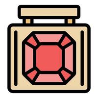 Precious red gemstone displayed in museum collection box vector