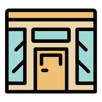 Modern store front with large windows and closed door inviting customers vector