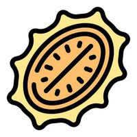 Durian fruit showing its inside pulp and rind spikes in minimalist style vector