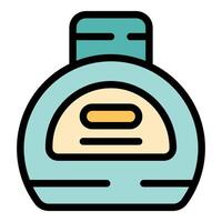 Round bottle of cleaning detergent with measuring cap vector