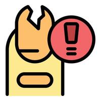 Broken nail alert showing fingernail problem and manicure injury vector